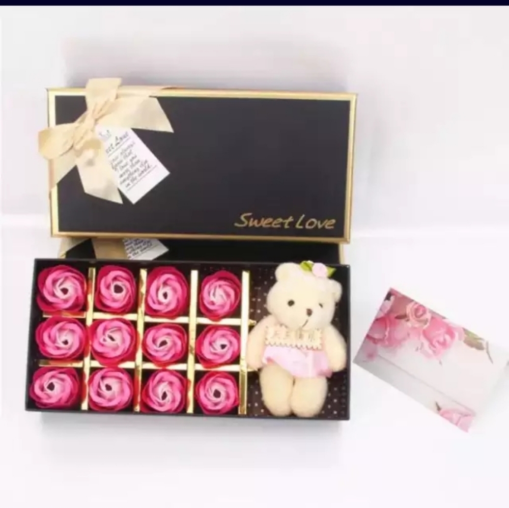 Rose Soap Flower Gift With Tedy Bear